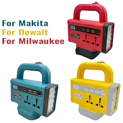 For Dewalt/Makita/Milwaukee 18V Battery Portable Battery Inverter DC 21V To AC 180V-220V Multifunction Intelligent Inverter Conv