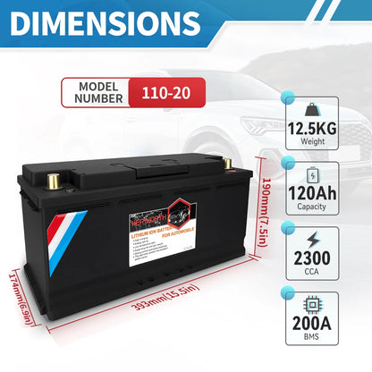 12V LiFePO4 Lithium Car Battery 70Ah 80Ah 100Ah 120Ah Jump Starter Battery Built in 200A BMS for Car, Automotive , SUV, Vehicle