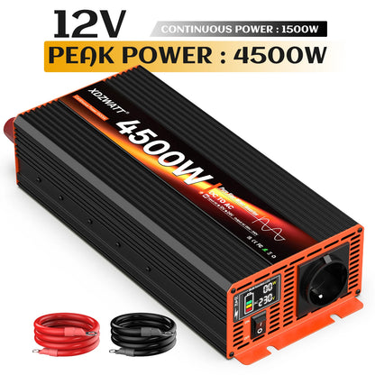 7000W Peak Power Pure Sine Wave Inverter DC 12V to AC 220V 230V EU Socket For RV Travel Household Appliances LCD Display Protect