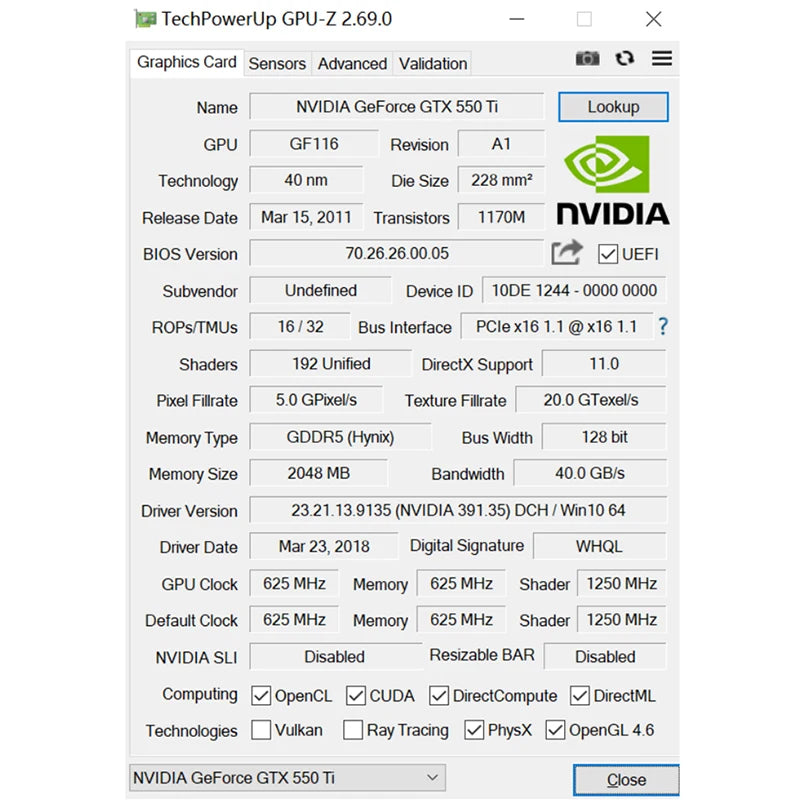 SOYO GTX 550TI Graphics Card GDDR5 2GB 40NM Video Card 128BIT HDMI VGA DVI PG Game Computer Com NVIDIA 700MHZ Single Fan
