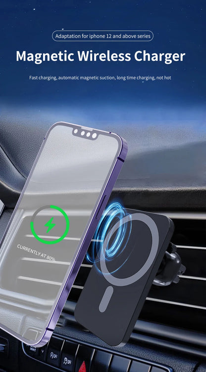 Magnetic Car Wireless Charger For iPhone 17 16 15 14 13 12 Pro Max Mini Car Phone Holder Stand Mount Fast Charging Station