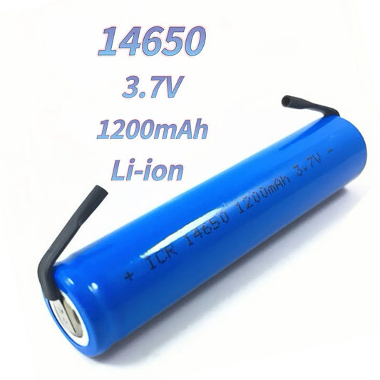14650 Battery 3.7V 1200mAh Rechargeable Lithium Battery with Solder Tabs for Watch Flashlight Walkie Talkie Electric Toothbrush