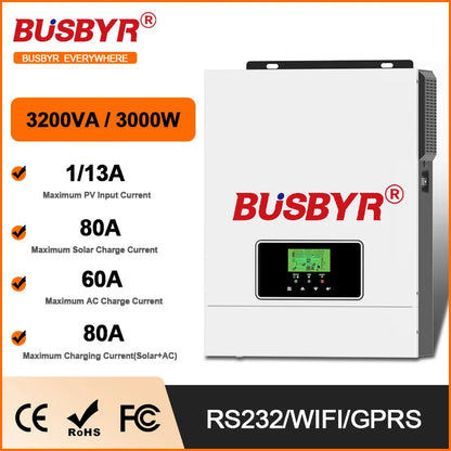 4.2KW 6.2KW Hybrid Solar Inverters 24V 48V 230V Pure Sine Wave Off Grid MPPT 100A/120A Solar Charge Controller For Solar Panels