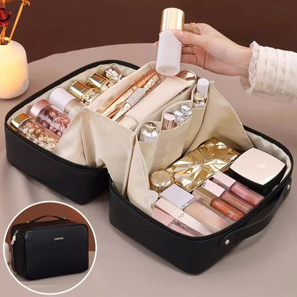 PU Flame Makeup Bag, Beauty Makeup Storage Bag, Double Zipper Makeup Brush Bag, Business Travel Toiletries Sorting Bag