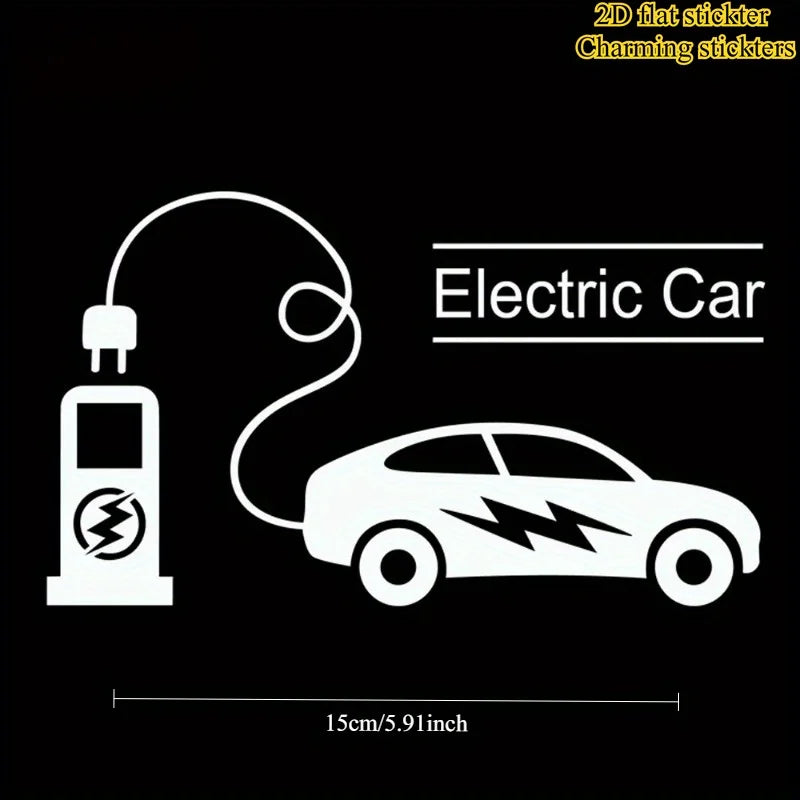 EV Vinyl Stickers with Charging Station Sign, Waterproof for Electric Cars