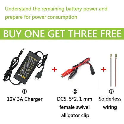 12V 30Ah lithium battery18650 Battery pack12.6V 3A charger for Energy storage batteries, lighting, electric vehicles, outdoor