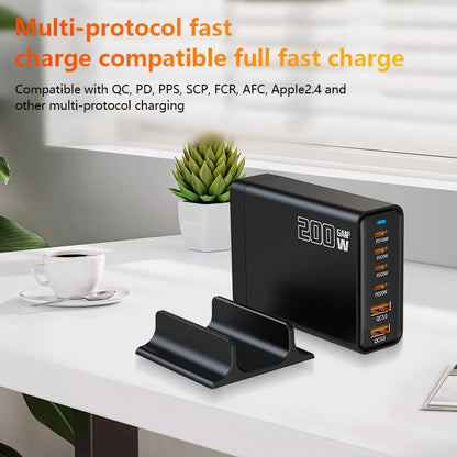 200W Gallium Nitride Multi Port Charging Station - Electronic Devices for Mobile Phones/Tablets Can Be Charged Simultaneously