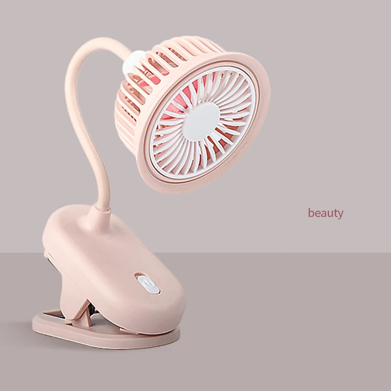USB Rechargeable Clip on Small Fan 360° Adjustable Battery Powered Mini Fan Strong Wind Flexible Neck Desktop Stroller Quiet Fan
