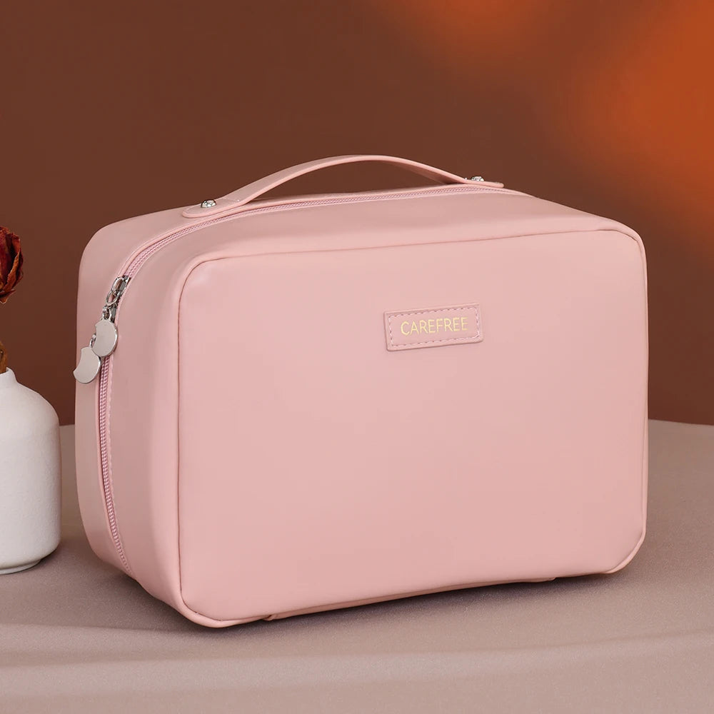 PU Flame Makeup Bag, Beauty Makeup Storage Bag, Double Zipper Makeup Brush Bag, Business Travel Toiletries Sorting Bag