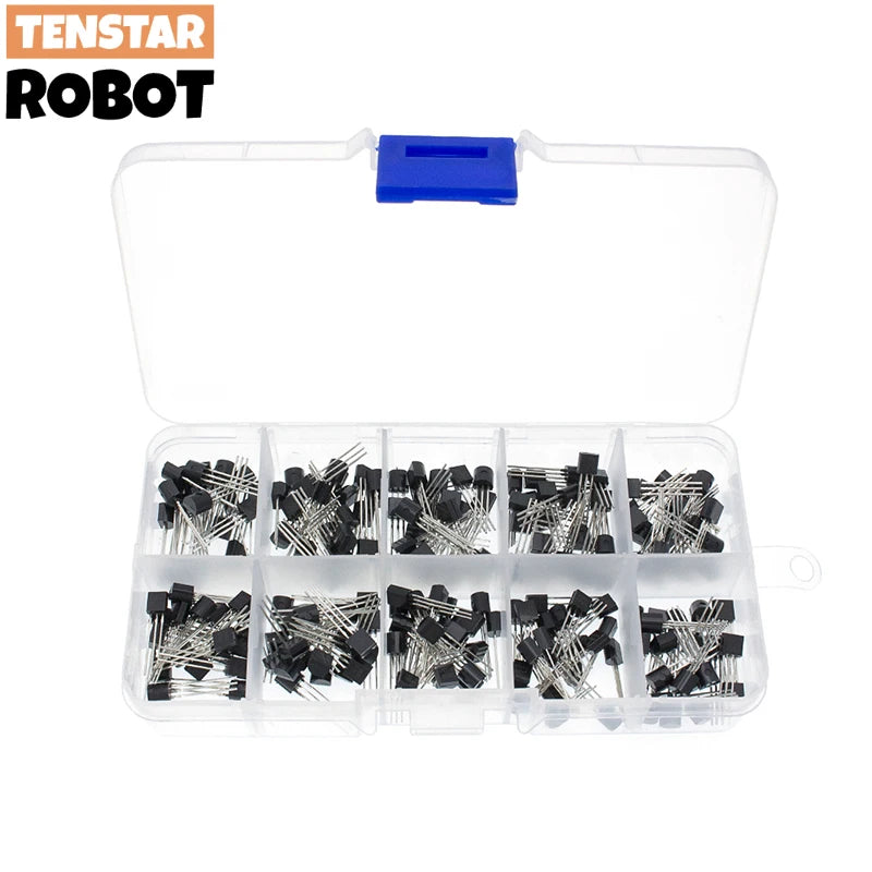TO-92 BC337 BC327 2N2222 2N2907 2N3904 2N3906 S8050 S8550 A1015 C1815 Transistor Assortment Kit 10value 200PCS,Transistors Box