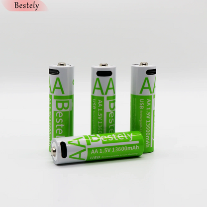 Latest Rechargeable 1.5V AA 13600mAh USB Lithium Battery , Fast Charging Li-ion AA Battery  , 2000 Cycle with USB- C Port Cables