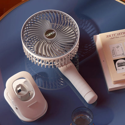 4-in-1 Rechargeable Circulating Clip Fan 3-Speed Mini Fan Support Handheld Desktop, Clip-on and Wall Mount for Bedroom Camping