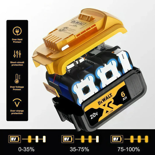 100% Original DeWalt Batteries 20V 6000mAh Li Ion Battery For DCB206 DCB205 DCB204 DCB200 DeWalt Power Tools Air Transport