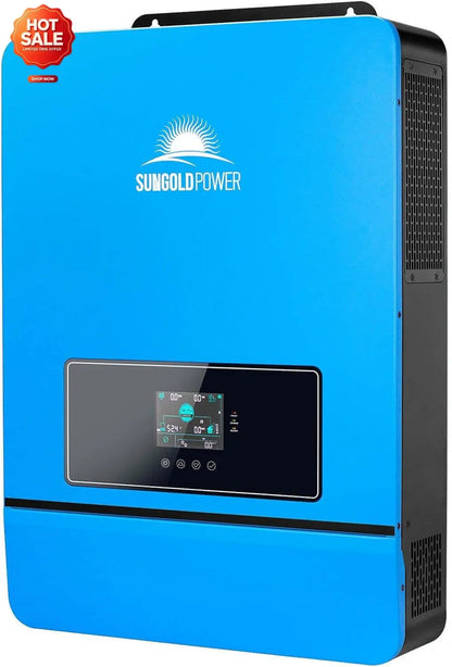 SUNGOLDPOWER 10000W 48V Solar Inverter, Built-in 2 MPPTs, Max 200A Charging, Split Phase AC Input/Output 120V/240V(settable),Pur