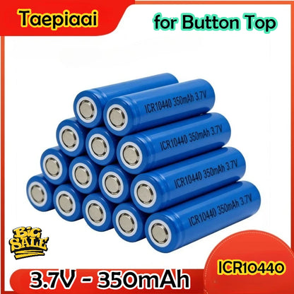 3.7V 350mAh ICR10440 Lithium Ion Battery - Button Top, Reusable & Long-Lasting for Flashlights, Headlamps， Pen Light