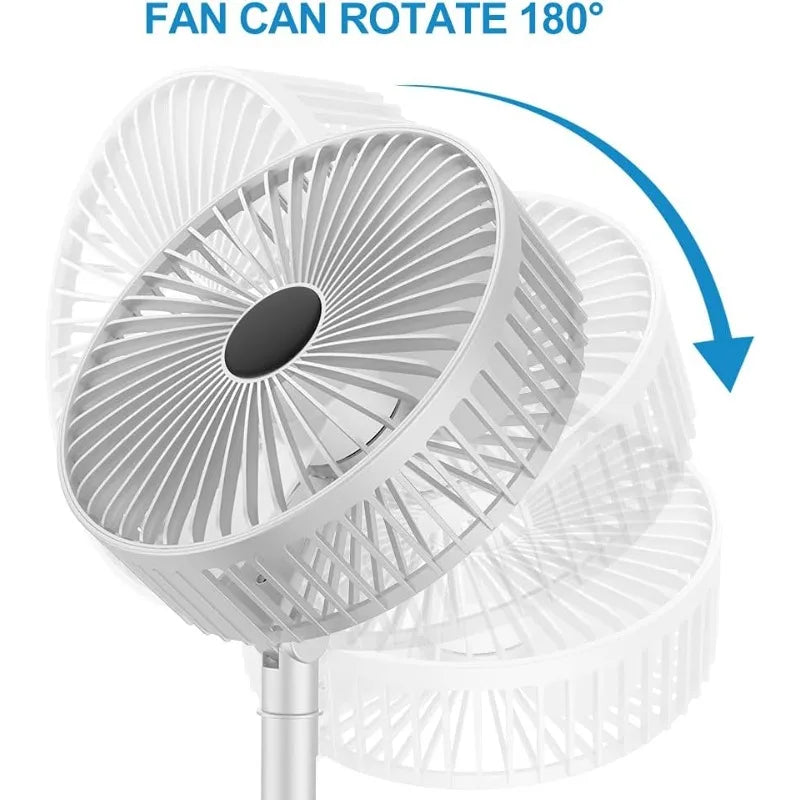 USB Charge Mini Foldable Extendable Fan Long Battery Portable Quiet Cool Fan for Dorm Home Office Indoor Desktop Cooling Gadget