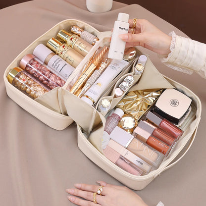PU Flame Makeup Bag, Beauty Makeup Storage Bag, Double Zipper Makeup Brush Bag, Business Travel Toiletries Sorting Bag