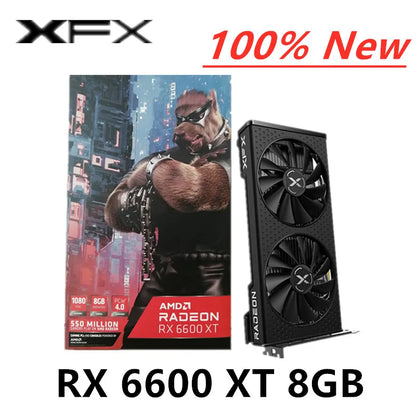 New XFX RX 6600 XT 6600XT 8GB 6500 XT Graphics Card GPU Radeon RX6600 RX6600XT GDDR6 Video Cards Desktop PC AMD PC Computer Game