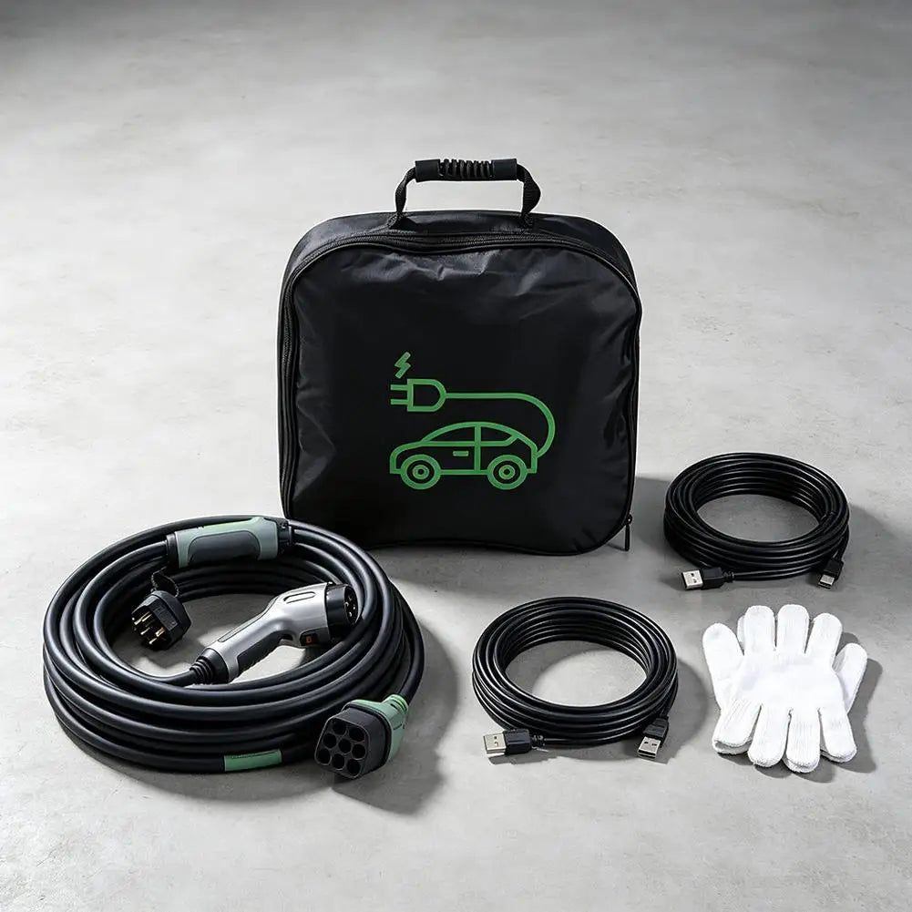 1pc Portable Waterproof EV Charger Storage Bag with Handle, Electric Vehicle Charging Cable Organizer for Outdoor Driving