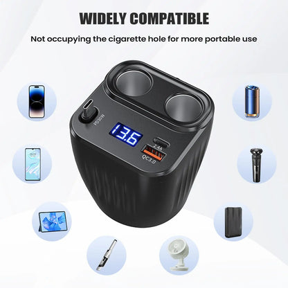 Car Chargers 60W Retractable Cable Anti-Slip Extension 2 Port Charger For Car For Battery Men Women Cell Phone Auto Truck