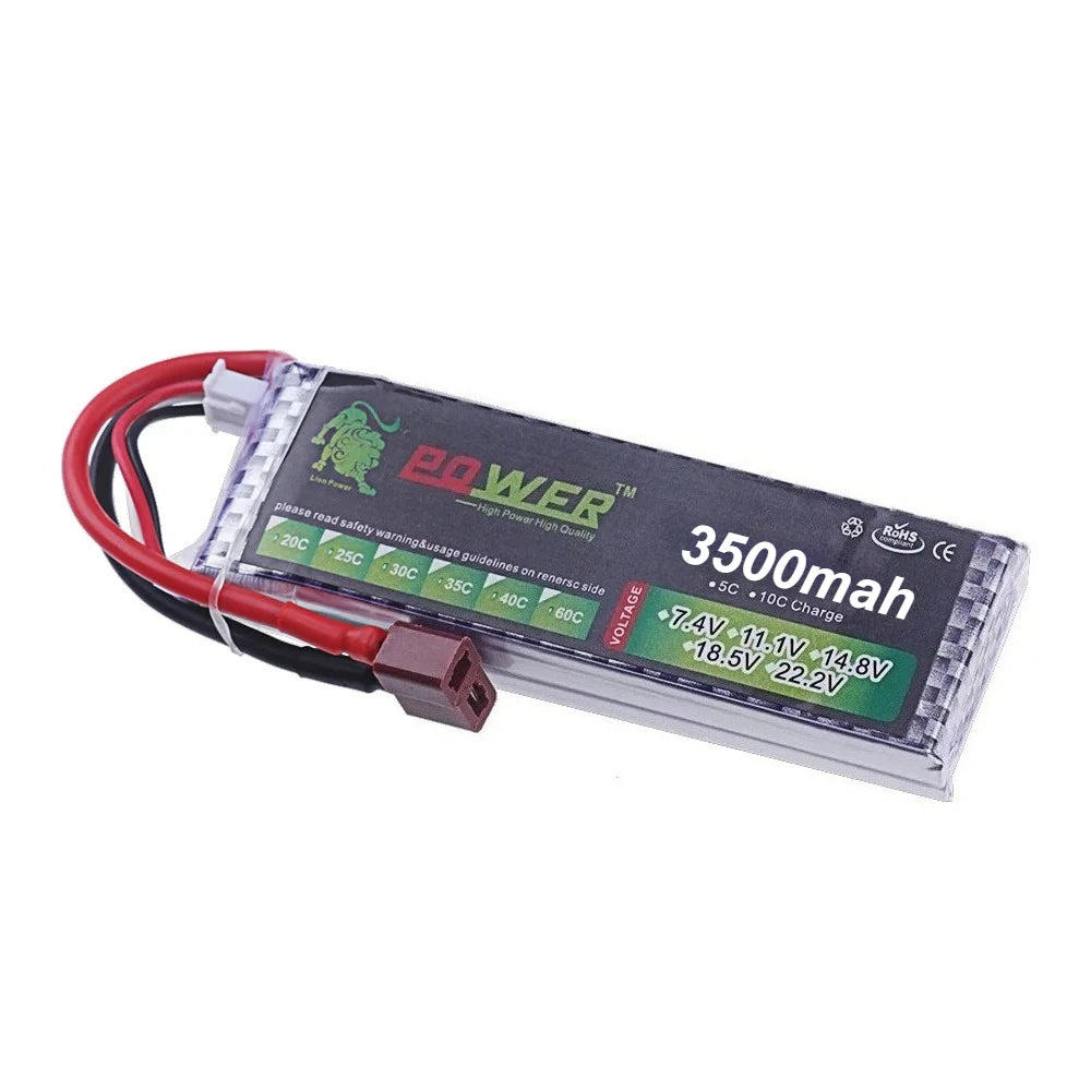 7.4V 3500mah 4200mah 5200mah 6000mah 2S Lipo Battery 35C T Plug for RC Car Truck Buggy Racing Boat