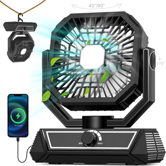 2026 New Upgrade Portable Fan Rechargeable, 20000mAh Battery Powered Fan With LED Lantern, Table Fan, Camping Essentials, USB C