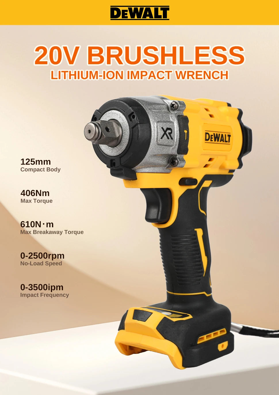 Dewalt DCF922 Brushless Impact Wrench High Torque Cordless Electric Wrench Tire Repair Tool 20V Rechargeable Power Tools