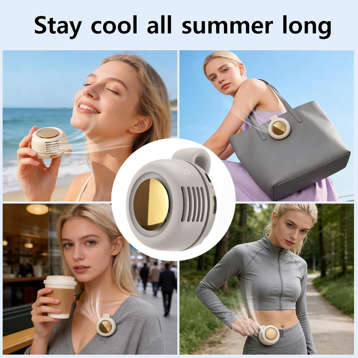 Portable Clip-On Fan Mini Rechargeable 360° Rotatable Fan Adjustable 3-Speed Silent Mini Bladeless Fans