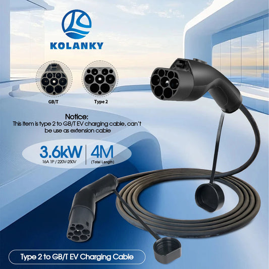 EV Charging Cable Type2 to GB/T EV Cable 3.6/7.2/11KW 1P/3P for GBT EV Car Charging On Type 2 Public Socket EVSE Charger Station