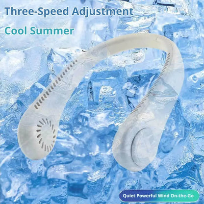 Portable Bladeless Neck Fan 5000mAh Rechargeable Personal Cooling Fan 5-Speed Quiet Wearable Fan for Travel Sports Outdoor