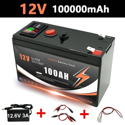 12V 60/80/100/120/150Ah Lithium-ion Battery Pack with LED Display & Dual USB Ports Built-in BMS for Home Energy Storage Battery