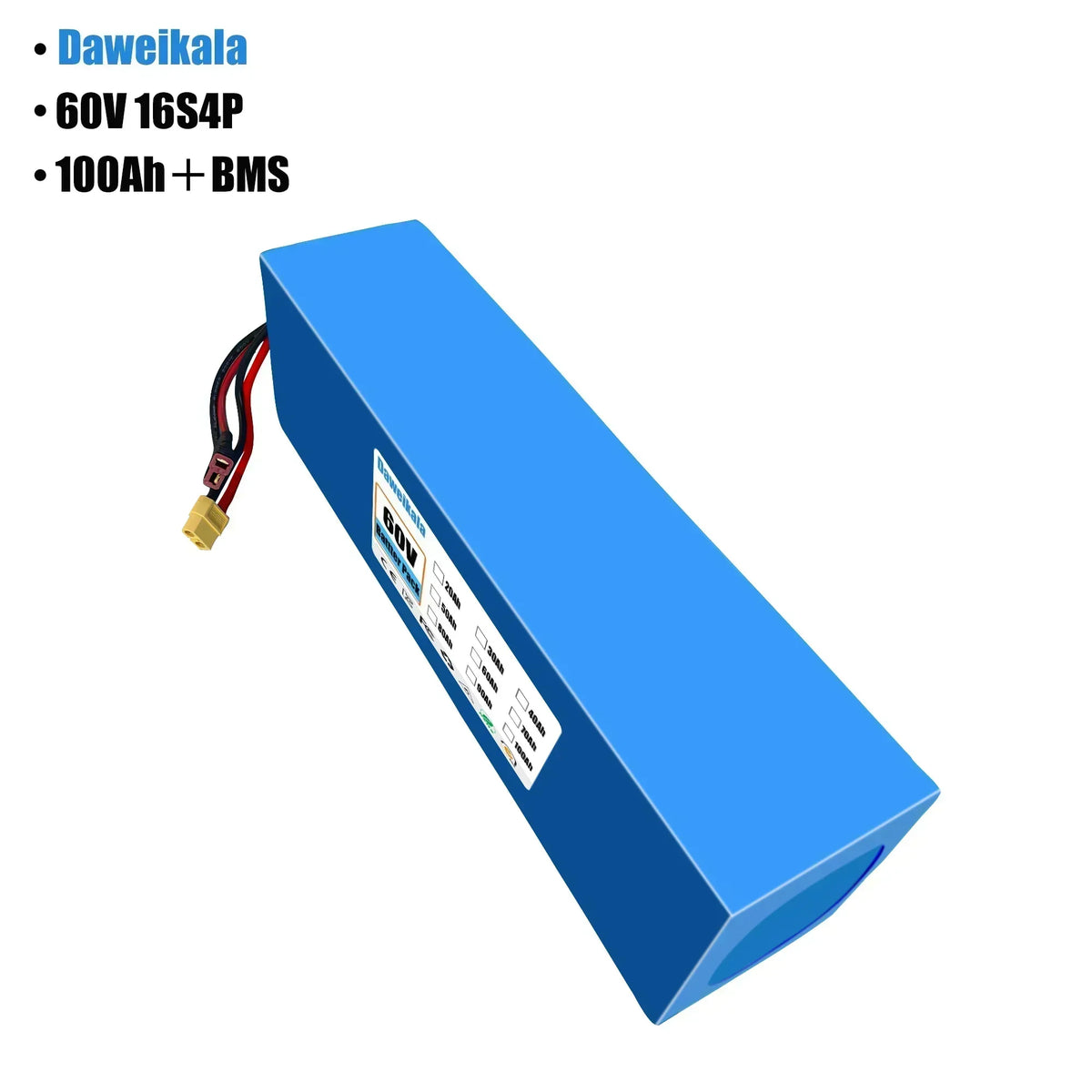 100Ah  60V 16s4p lithium-ion battery pack 60V 100000mAh 2000W electric battery, built-in 50A BMS+charger