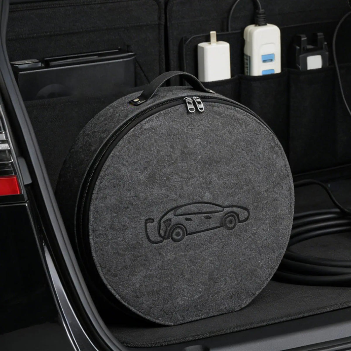 EV Cable Bags Weathproof Felt Charging Cord Electric Car Charger Case Adapters Tools automobile EV Charging Jumper Storage Bag
