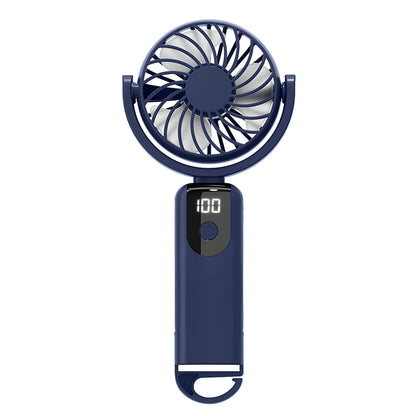 Rechargeable Travel Fan, Portable mini Handheld Fan, 5-Speed Wind Speed, LED Display, 90° Foldable Cooling Fan, Outdoor Camping