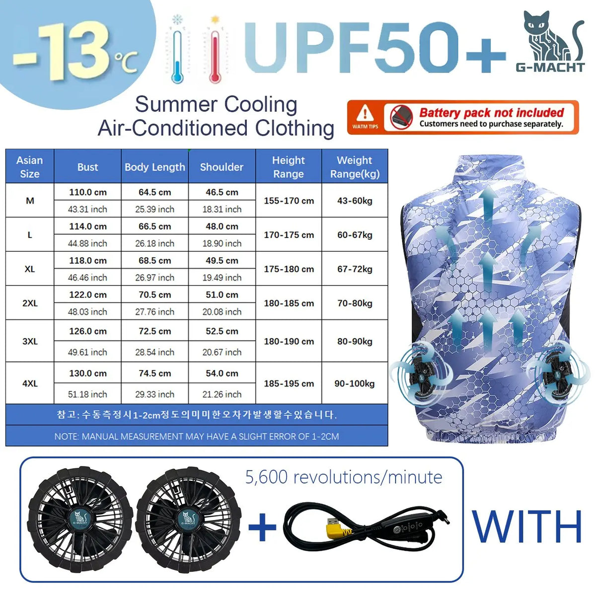 NEWS USB 12V/5V 4Fan Couples Summer Breathable Cooling Vest Sleeveless Fan Air Conditioner Jacket Heat Resistant Outdoor Workwea