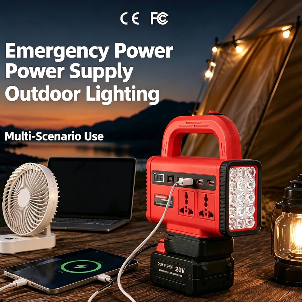 For Dewalt/Makita/Milwaukee 18V Battery Portable Battery Inverter DC 21V To AC 180V-220V Multifunction Intelligent Inverter Conv