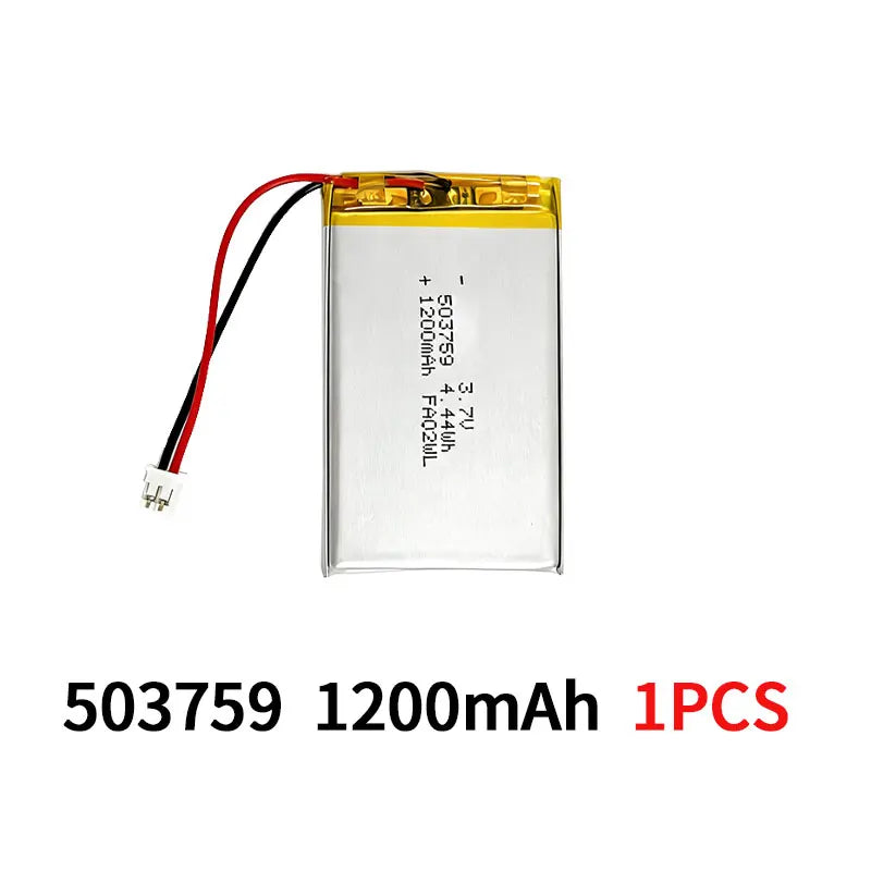 Lithium Polymer Battery 503759 3.7V 1200mAh LiPo Cell  Replacement Power For Bluetooth Headset Audio Stereo PSP POS