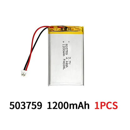 Lithium Polymer Battery 503759 3.7V 1200mAh LiPo Cell  Replacement Power For Bluetooth Headset Audio Stereo PSP POS