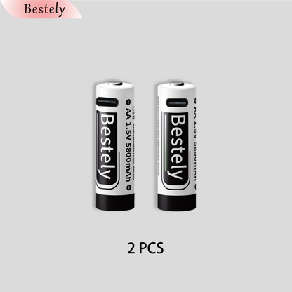 New 1.5V AA 5800mAh Rechargeable Batteries/ Li-ion Battery Long-Lasting/High Capacity Lithium Akku/2000 Cycles with USB-C Cables