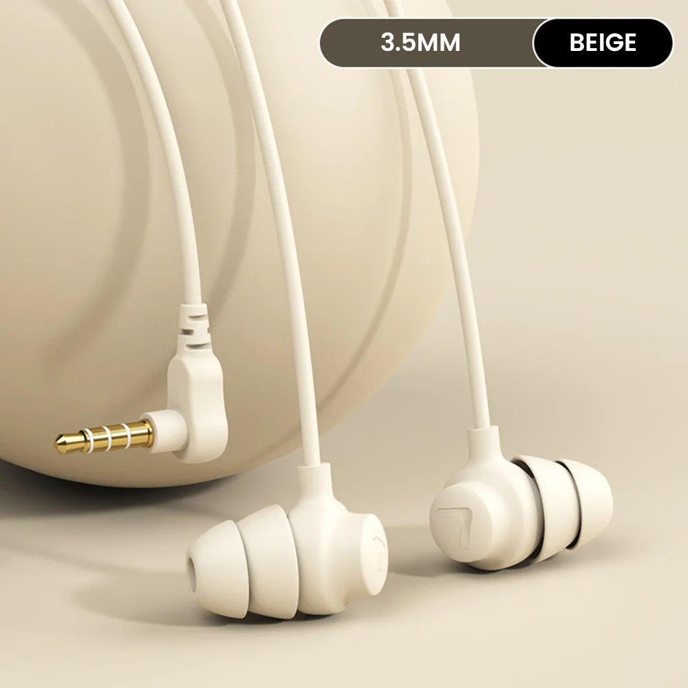 Elbow 3.5mm Wired Earphones Silicone Handsfree Sleep Headphones HiFi Sound Earbuds In-line Control Headset In-ear With Mic
