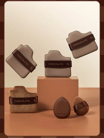 6pcs Dual-Use Cosmetics Puff Set Chocolate Cookie Soft Powder Puff Dry and Wet Foundation Air Cushion Makeup Sponge Beauty Tool