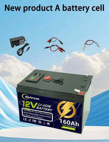 12V 200Ah Lithium LiFePO4 Deep Cycle Battery 4000+ Cycles Rechargeable Battery for Solar/Wind Power Small UPS Lighting More