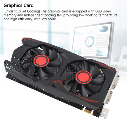 Graphics Card 6GB GDDR5 192BIT Double Fan PCIE 2.0 16X Slot Supports DVI VGA HD Multimedia Interface Gaming Video Card