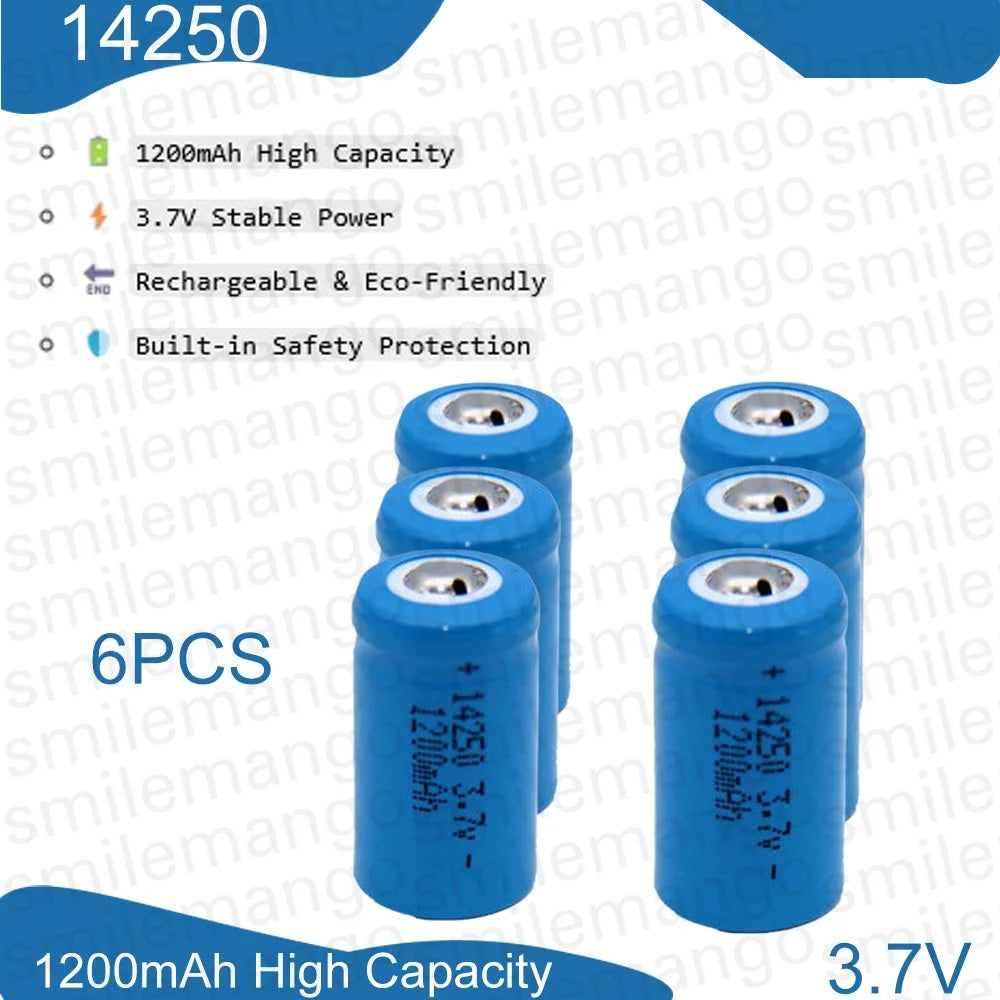 3.7V 14250 Rechargeable Lithium Battery LS14250 ER14250H 1/2-R6 1/2 AA 1200mAh Rechargeable ER14250 Lithium Battery