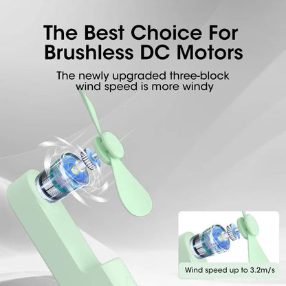2000mAh Mini Portable Fan USB Rechargeable Cooler Collapsible Handheld Desktop Fan Quiet Foldable Office Home Handy Power Bank