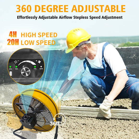 12inch Portable Battery Operated Solar Fan Rechargeable Home Garage Large Factory Fan Portable Indoor Outdoor Fish Camping Fan