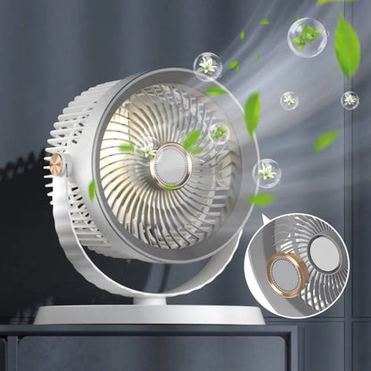 3-in-1 Modern Air Circulator Fan 5 Speeds 360 Degree Rotation Telescopic Floor Fan with Night Light USB Rechargeable Desk Fan