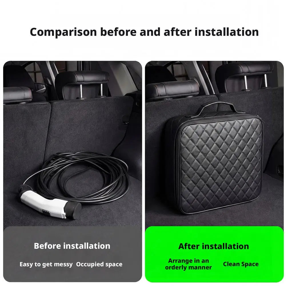 New Energy Vehicle Charging Gun Storage Bag Portable EV Charger Cable Bag Waterproof Auto EV Charging Jumper Storage Bag