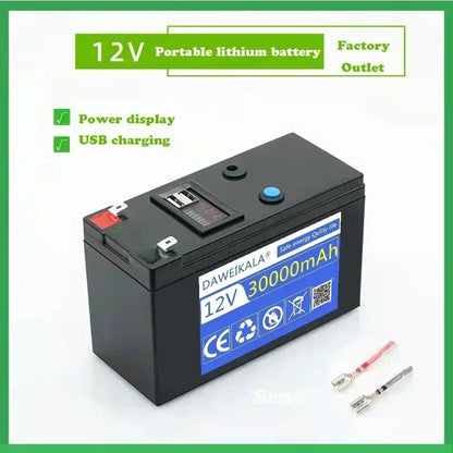 12V lithium Battery 30Ah 18650 Rechargeable battery pack for solar energy electric vehicle LED lights battery 12.6v charger