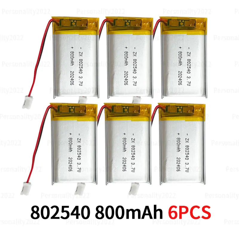 Lithium Battery Li Polymer Batteries 800mAh 3.7V 802540 Lipo 082540 for Flashlight Remote Controller Handheld Fans 1pcs-10PCS